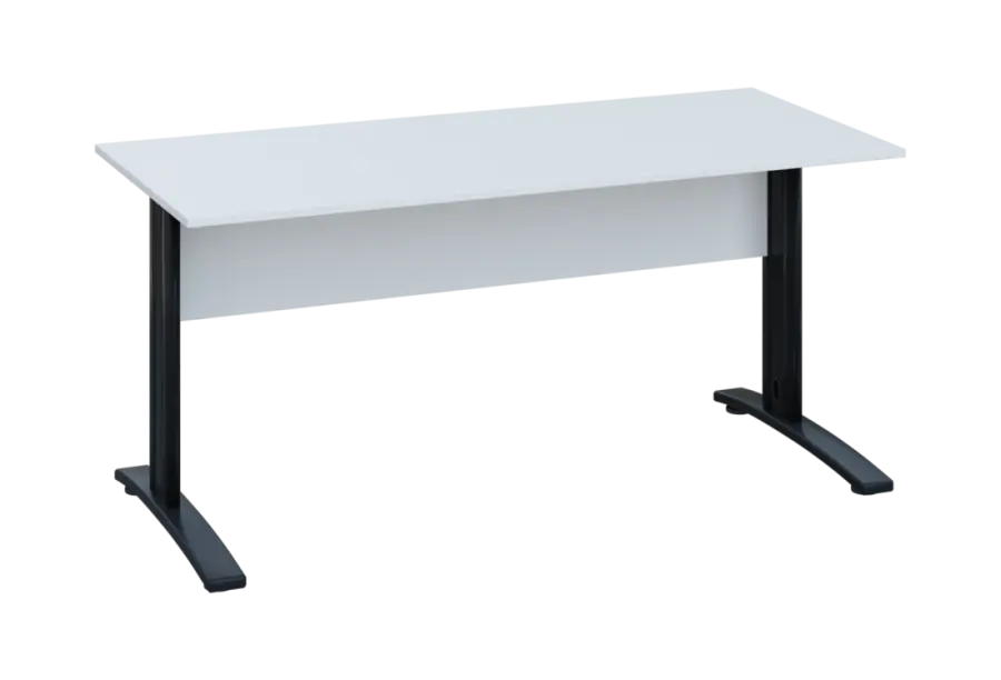 EPK 27 - 16 stůl kancelářský, kovová podnož černá, deska 25 mm, široký 1600 mm, bílá